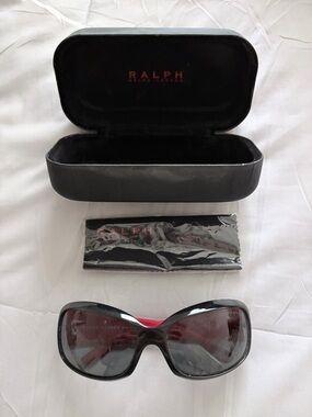 Ralph Lauren Black Sunglasses with Red Temples